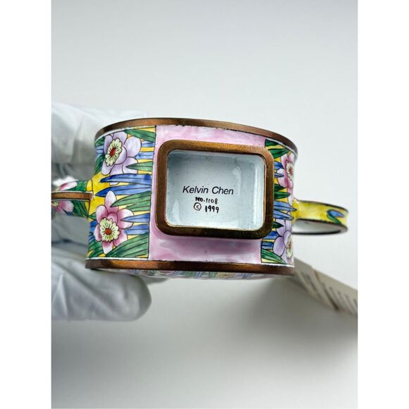 NOS Kelvin Chen Miniature Enamel Copper Decorative Teapot Garden Fairy - Picture 8 of 8